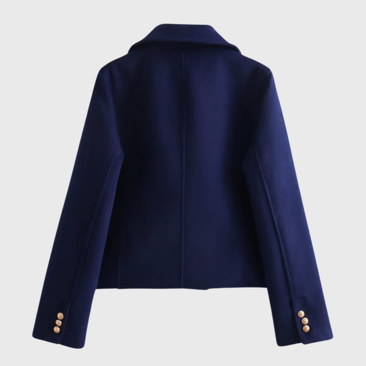 Elena | Lyhytharjainen villakangastakki kaksirivisellä napituksella