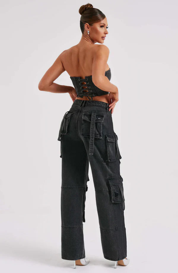 Roxana | Denim Set Cargo & Top