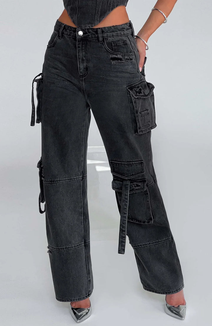 Roxana | Denim Set Cargo & Top