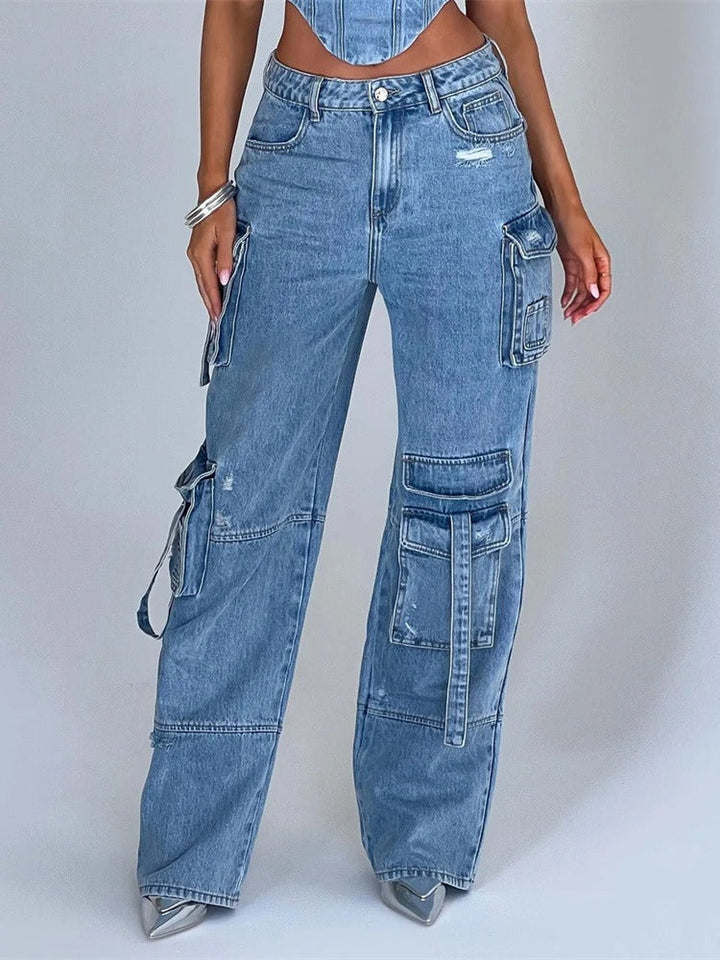 Roxana | Denim Set Cargo & Top