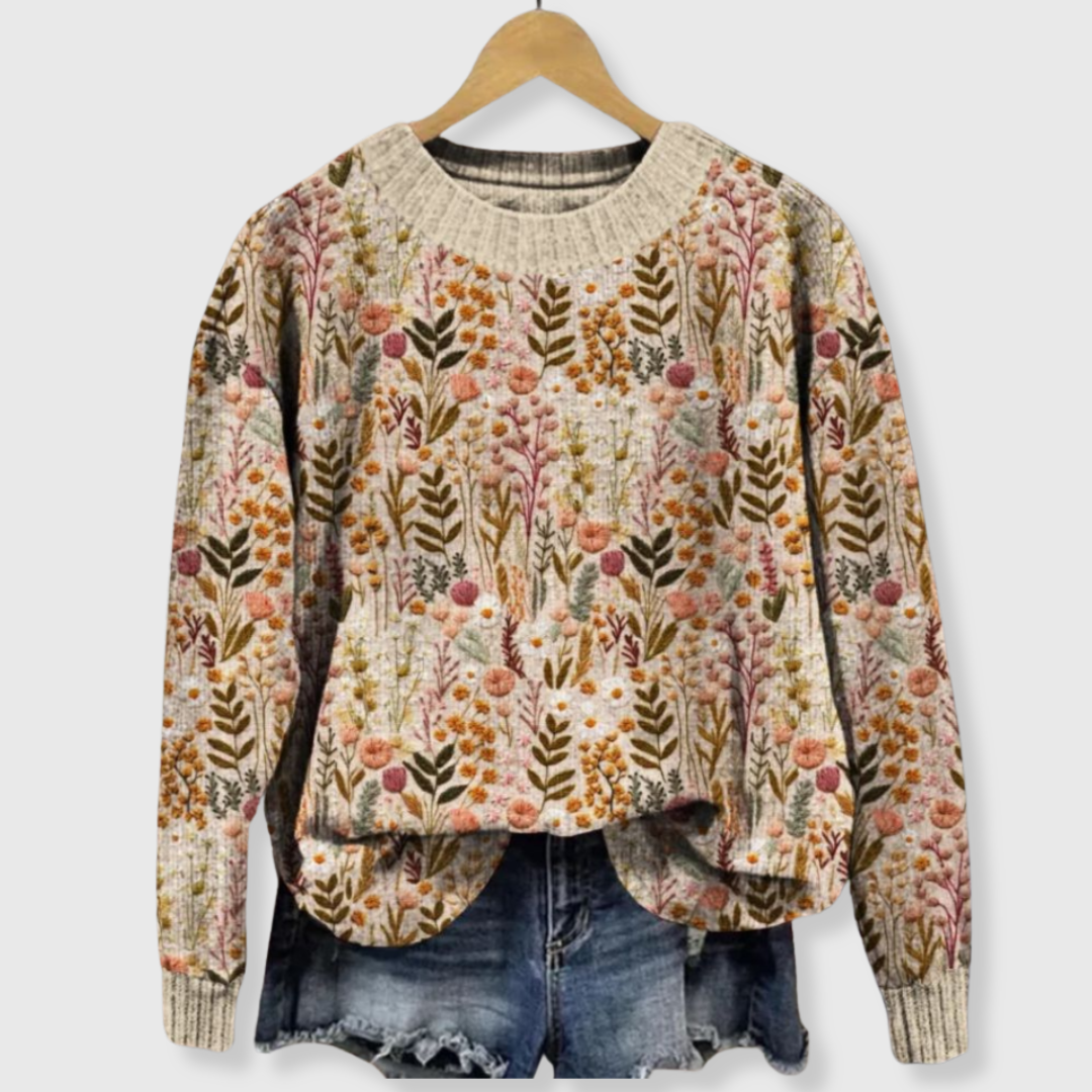 Deanna | Mukava kukkainen neulepusero