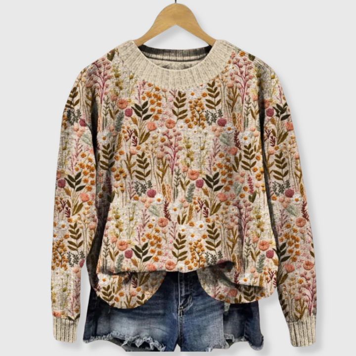 Deanna | Mukava kukkainen neulepusero