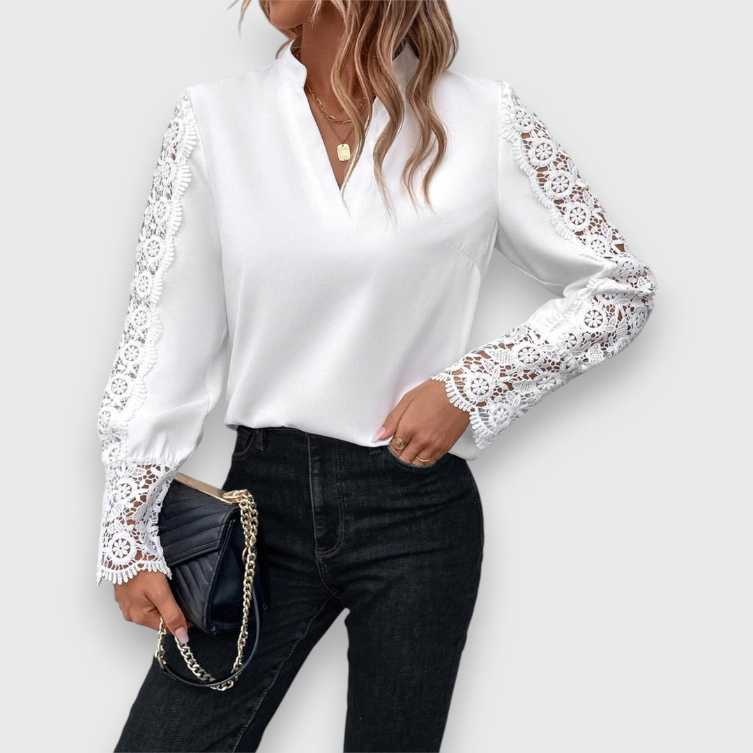 Bella | Käsintehty valkoinen pitkähihainen toppi