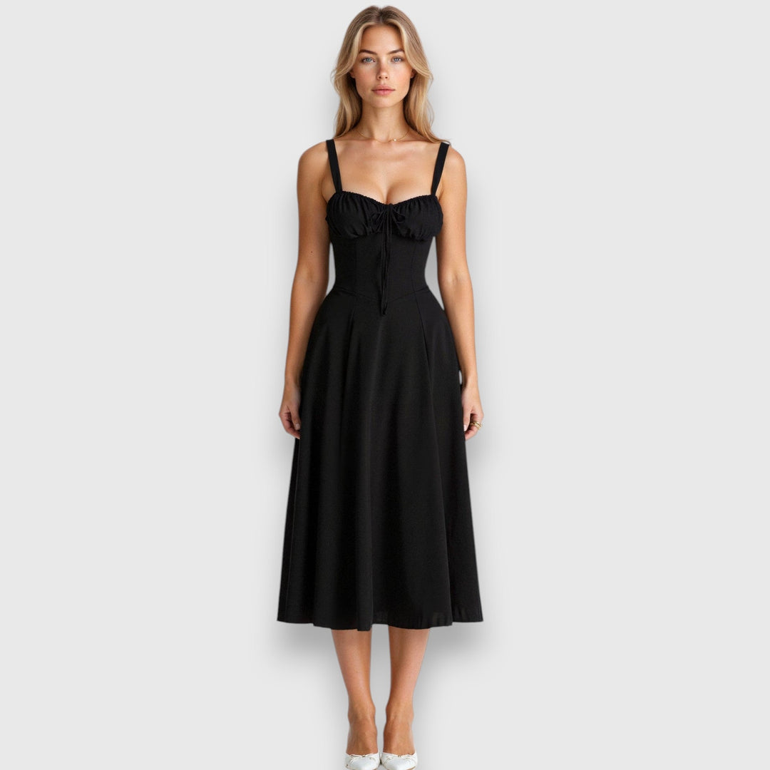 Clara | Naisellinen midi-mekko korsettihihnoilla