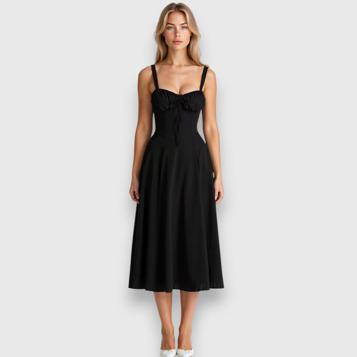 Clara | Naisellinen midi-mekko korsettihihnoilla